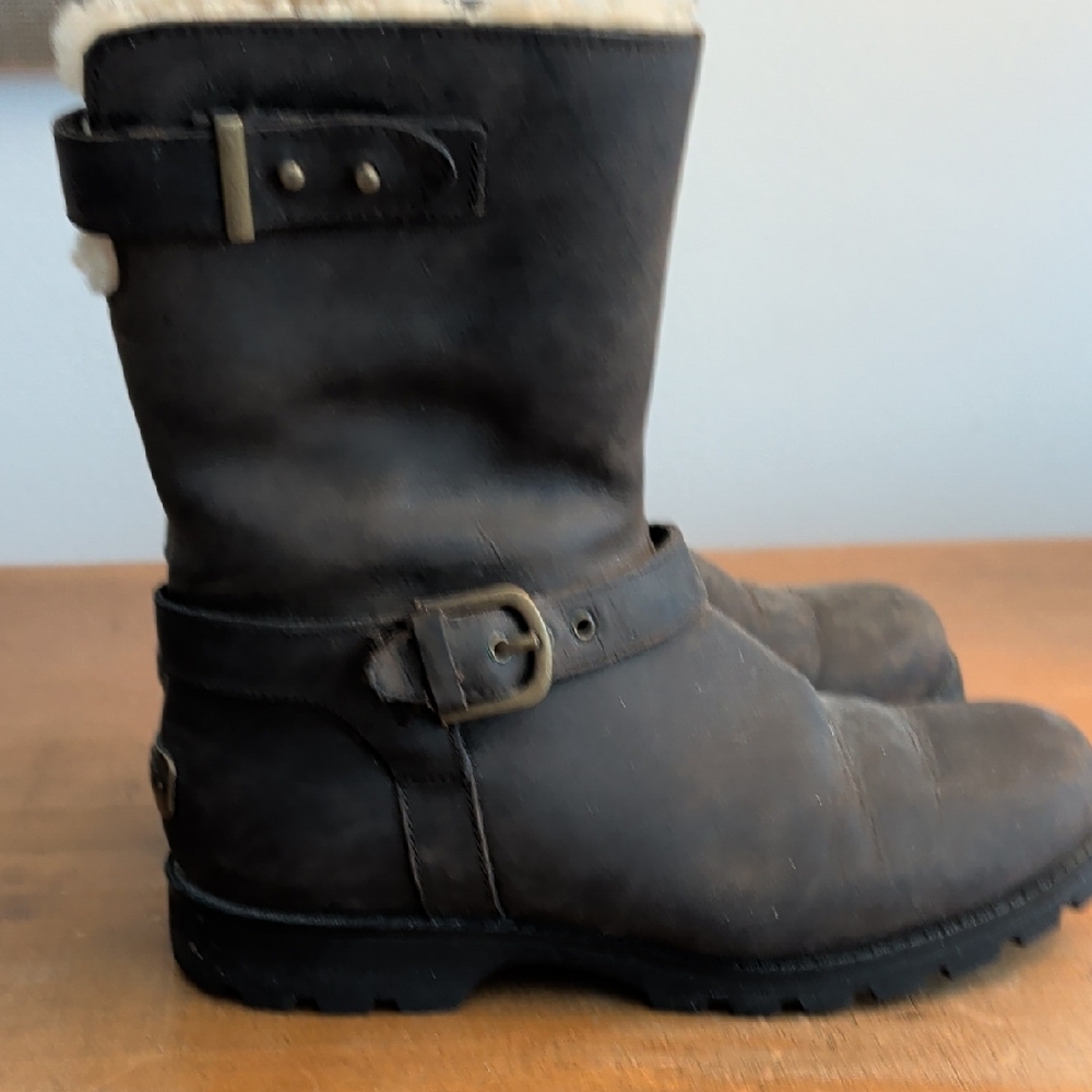 UGG Women's Dark Brown Ankle Boots with Buckle